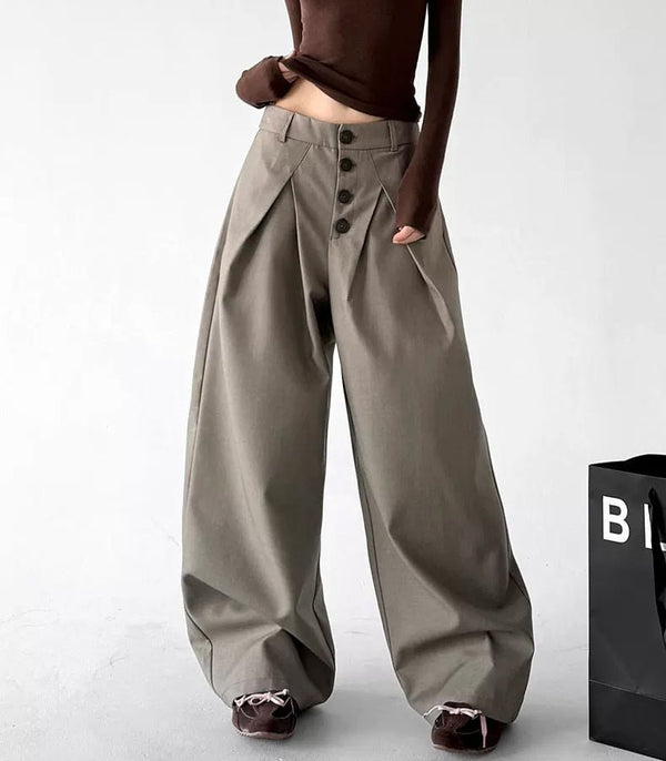 Offset-Button Wide-Leg Pants - COPPING THREADS - CT ORIGINALS