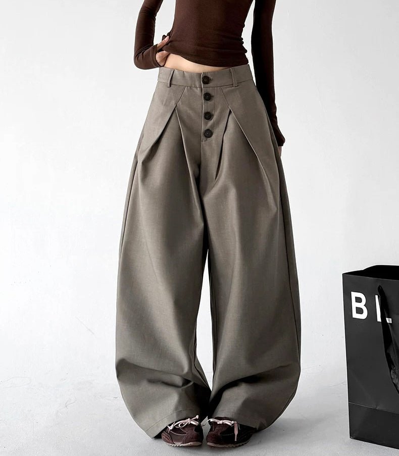 Offset-Button Wide-Leg Pants - COPPING THREADS - CT ORIGINALS