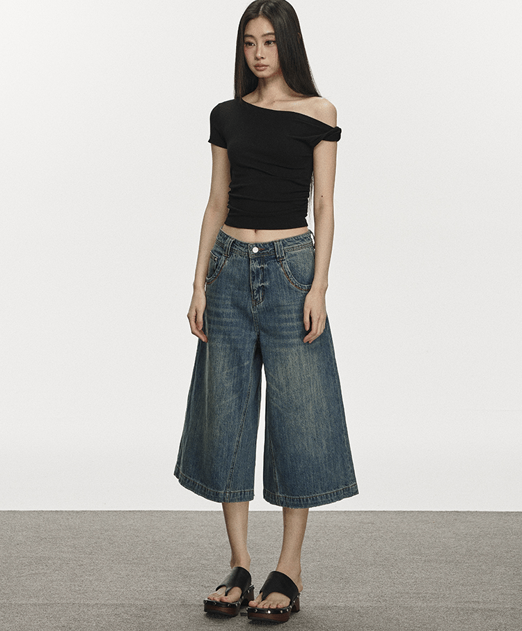 One Shoulder Slim Fit Crop Tee - COPPING THREADS - Anna Aneae