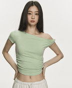 One Shoulder Slim Fit Crop Tee - COPPING THREADS - Anna Aneae