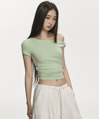 One Shoulder Slim Fit Crop Tee - COPPING THREADS - Anna Aneae
