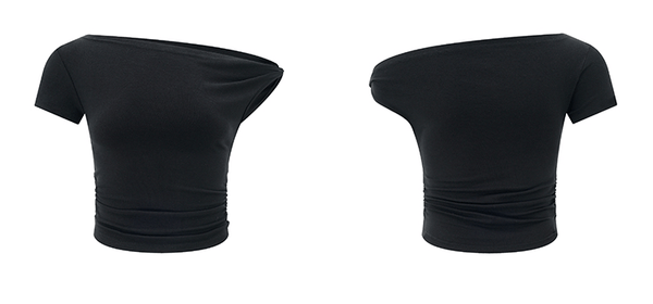 One Shoulder Slim Fit Crop Tee - COPPING THREADS - Anna Aneae