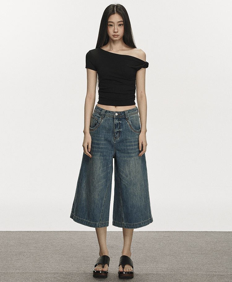 One Shoulder Slim Fit Crop Tee - COPPING THREADS - Anna Aneae