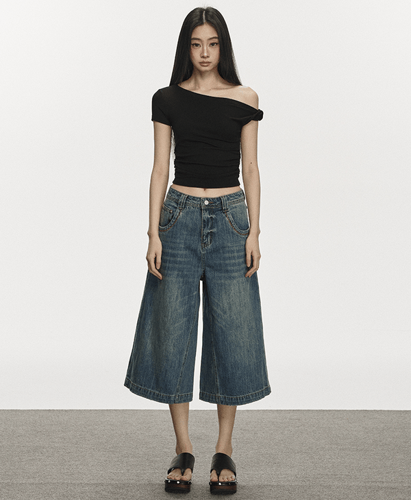One Shoulder Slim Fit Crop Tee - COPPING THREADS - Anna Aneae