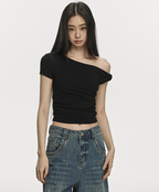 One Shoulder Slim Fit Crop Tee - COPPING THREADS - Anna Aneae