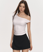 One Shoulder Slim Fit Crop Tee - COPPING THREADS - Anna Aneae