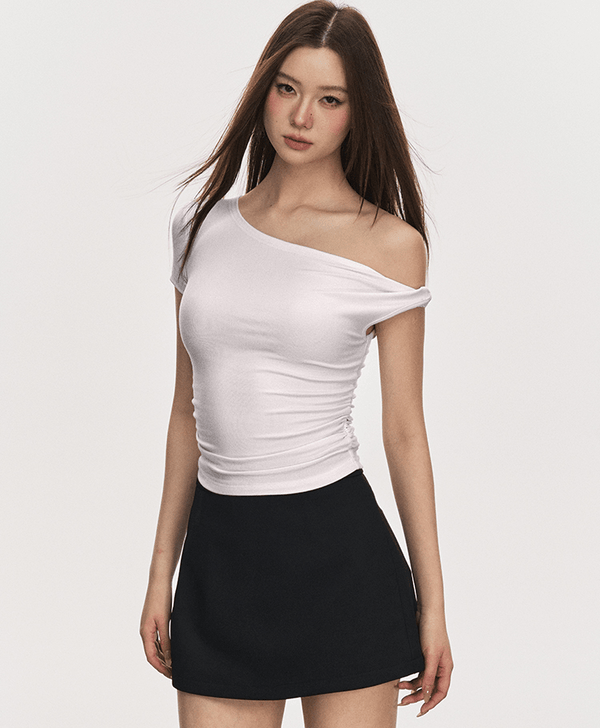 One Shoulder Slim Fit Crop Tee - COPPING THREADS - Anna Aneae