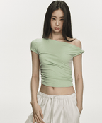 One Shoulder Slim Fit Crop Tee - COPPING THREADS - Anna Aneae