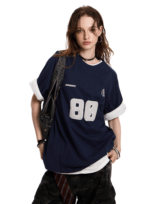 Oversized 80 Print Retro Jersey Tee Main Image