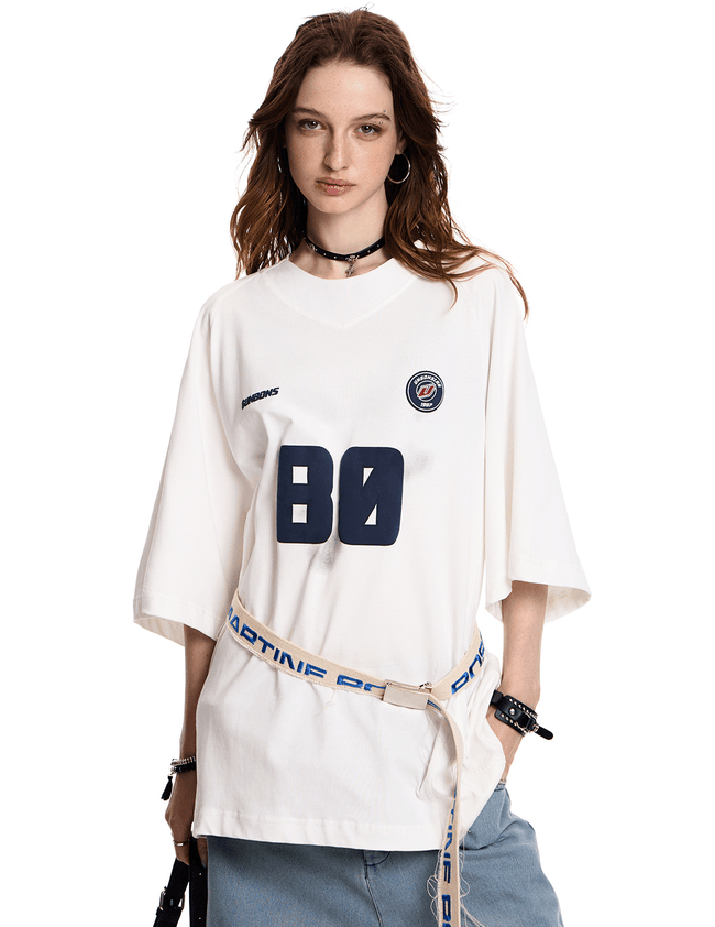 Oversized 80 Print Retro Jersey Tee - COPPING THREADS - CT Select Hover Image