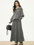 Oversized Bardot Neck Crop Top & Skirt Set - COPPING THREADS - WES1