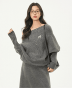 Oversized Bardot Neck Crop Top & Skirt Set - COPPING THREADS - WES1