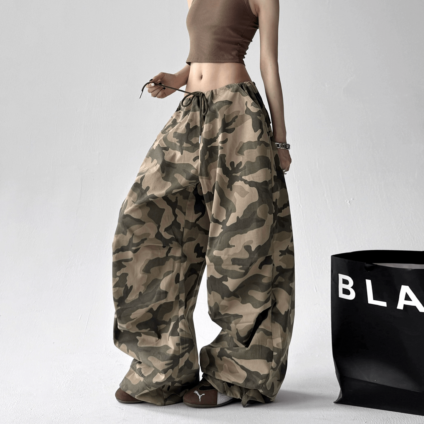 Oversized Camo Wide‑Leg Cargo Pants - COPPING THREADS - CT Select
