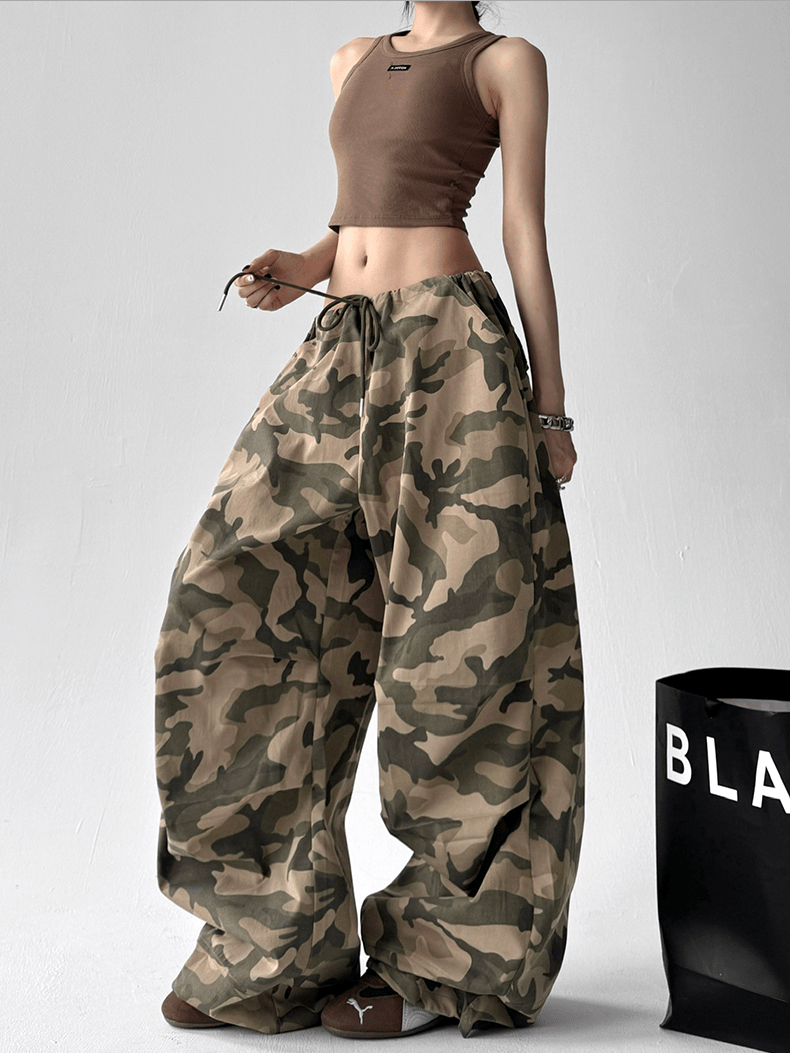 Oversized Camo Wide‑Leg Cargo Pants - COPPING THREADS - CT Select