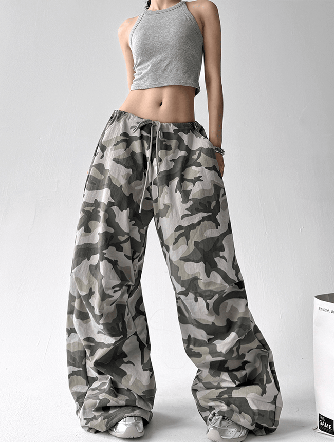 Oversized Camo Wide‑Leg Cargo Pants - COPPING THREADS - CT Select Hover Image