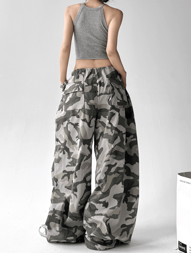 Oversized Camo Wide‑Leg Cargo Pants Main Image