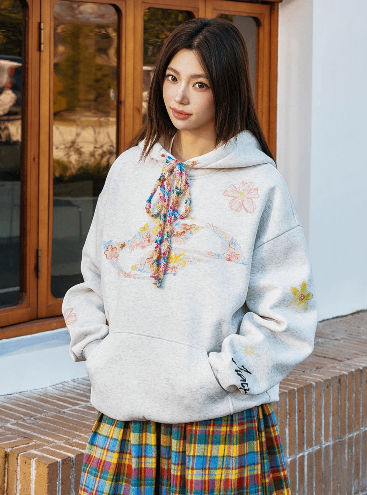 Oversized Crayon Floral Print Hoodie - COPPING THREADS - Harsh and Cruel