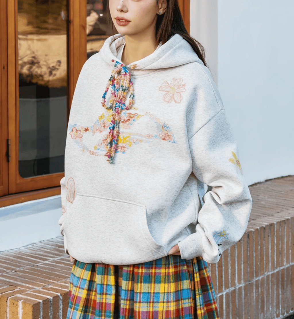 Oversized Crayon Floral Print Hoodie - COPPING THREADS - Harsh and Cruel