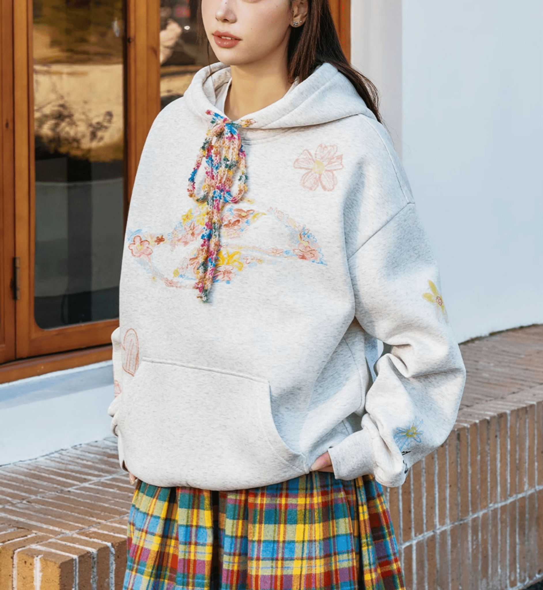 Oversized Crayon Floral Print Hoodie - COPPING THREADS - Harsh and Cruel