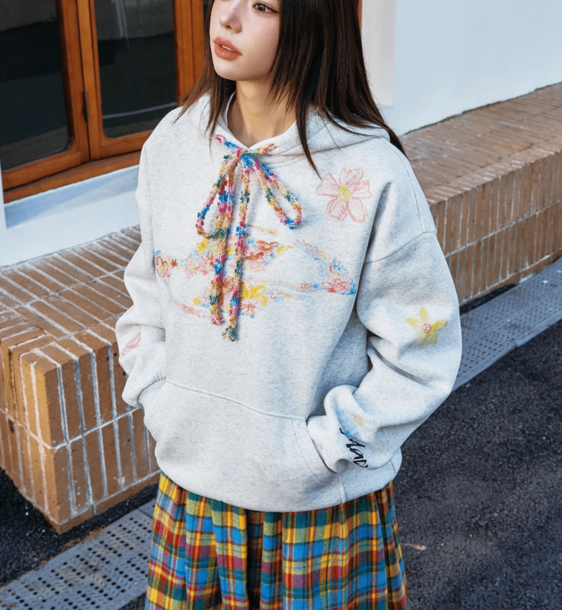 Oversized Crayon Floral Print Hoodie - COPPING THREADS - Harsh and Cruel