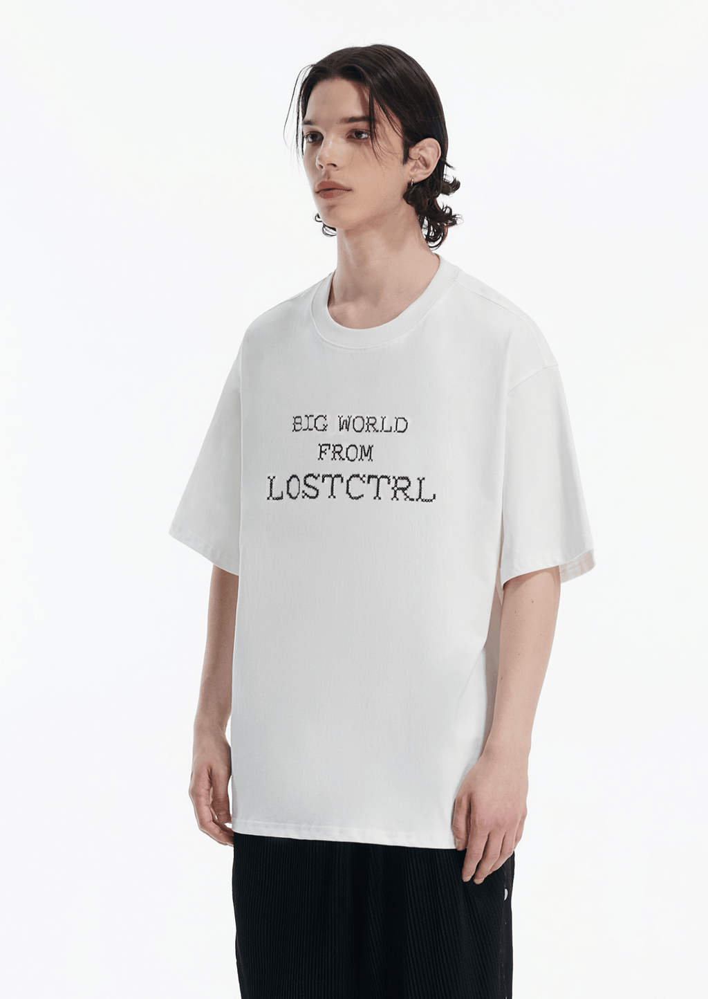 Oversized Cross - Stitch Lettering Tee - COPPING THREADS - LOSTCTRL