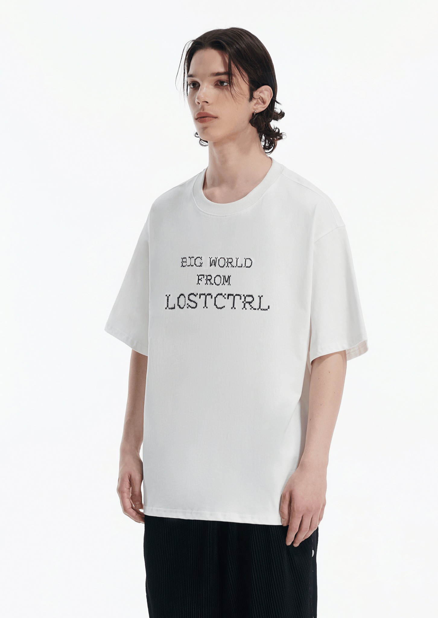 Oversized Cross - Stitch Lettering Tee - COPPING THREADS - LOSTCTRL