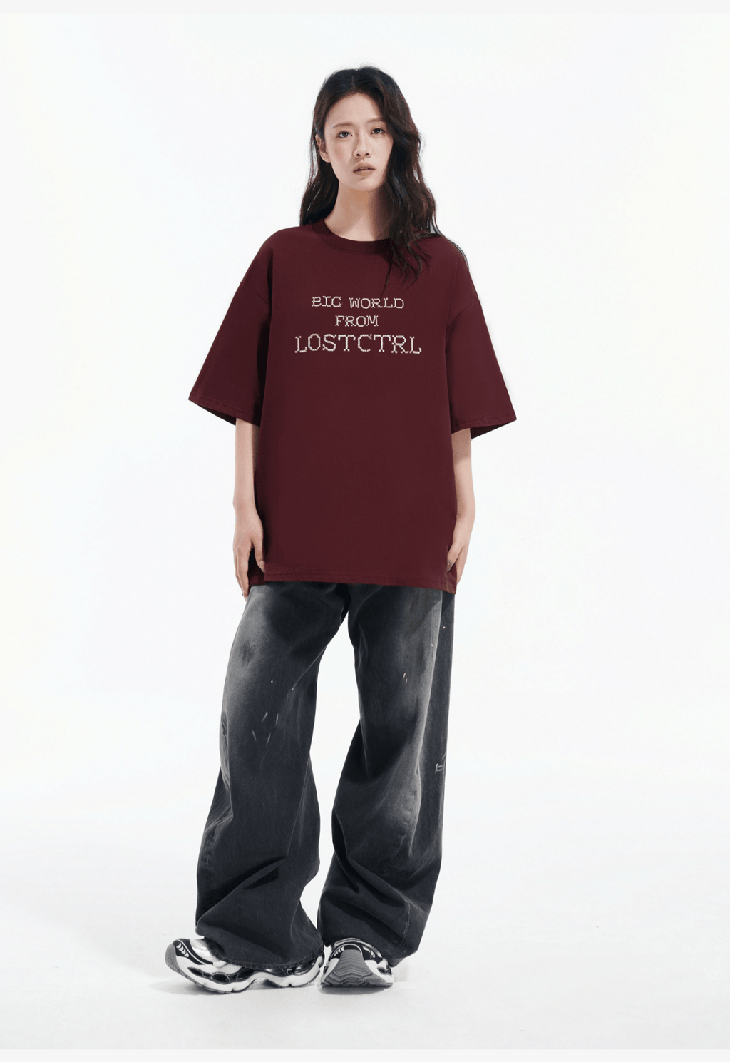 Oversized Cross - Stitch Lettering Tee - COPPING THREADS - LOSTCTRL