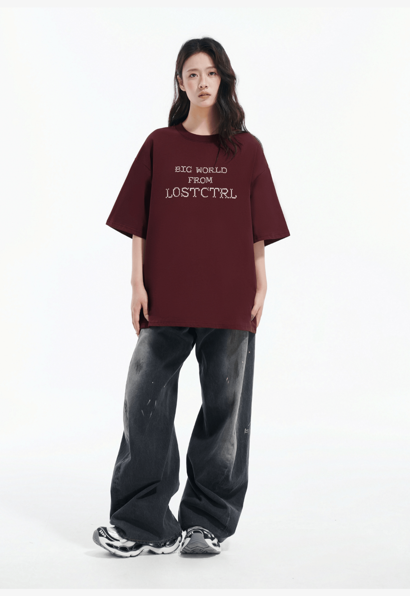 Oversized Cross - Stitch Lettering Tee - COPPING THREADS - LOSTCTRL