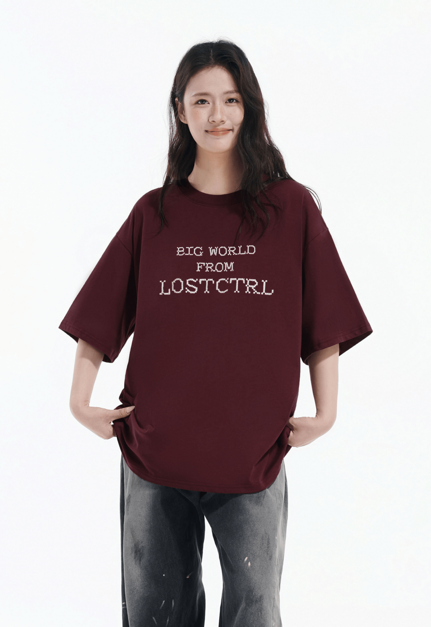 Oversized Cross - Stitch Lettering Tee - COPPING THREADS - LOSTCTRL