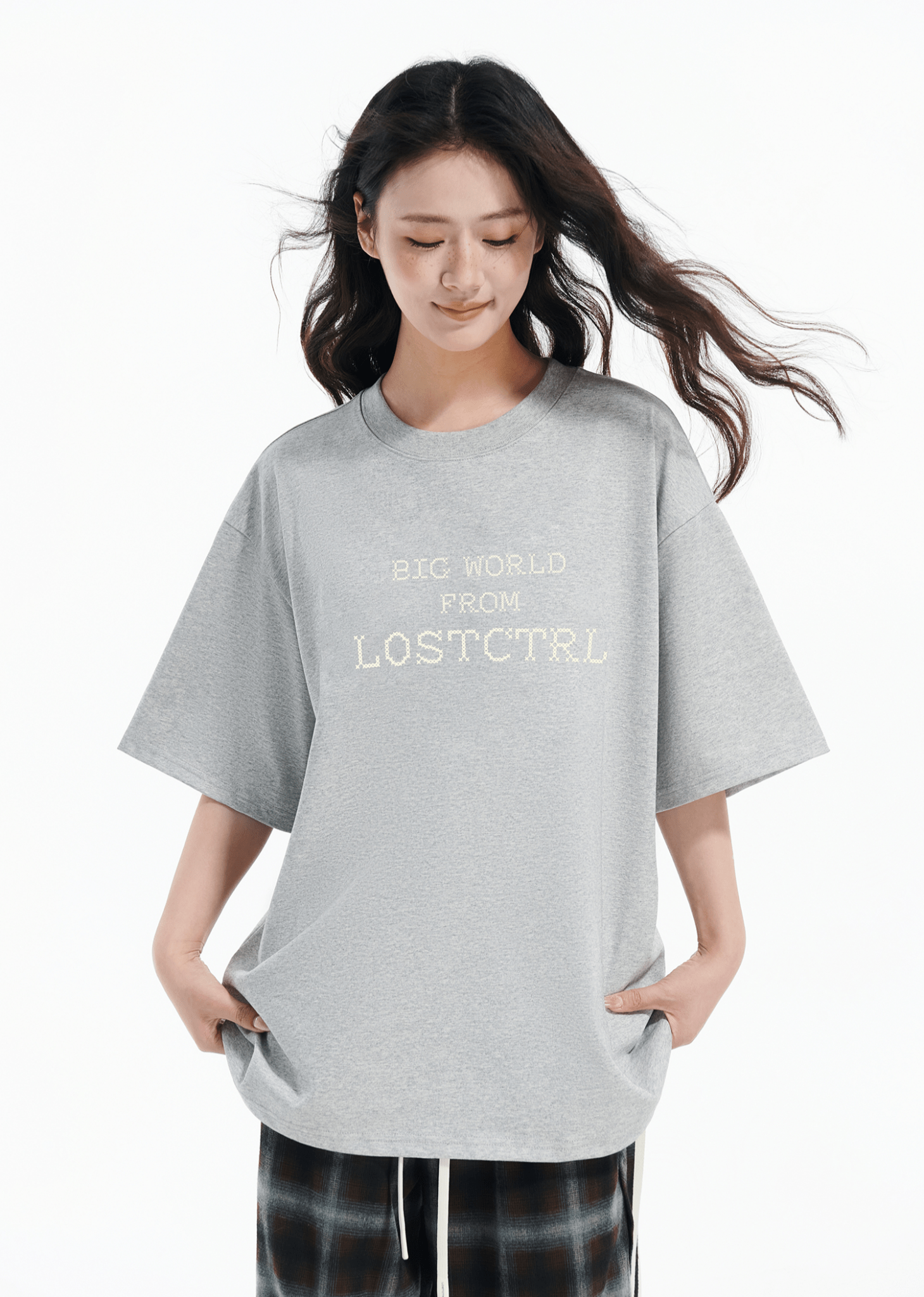 Oversized Cross - Stitch Lettering Tee - COPPING THREADS - LOSTCTRL