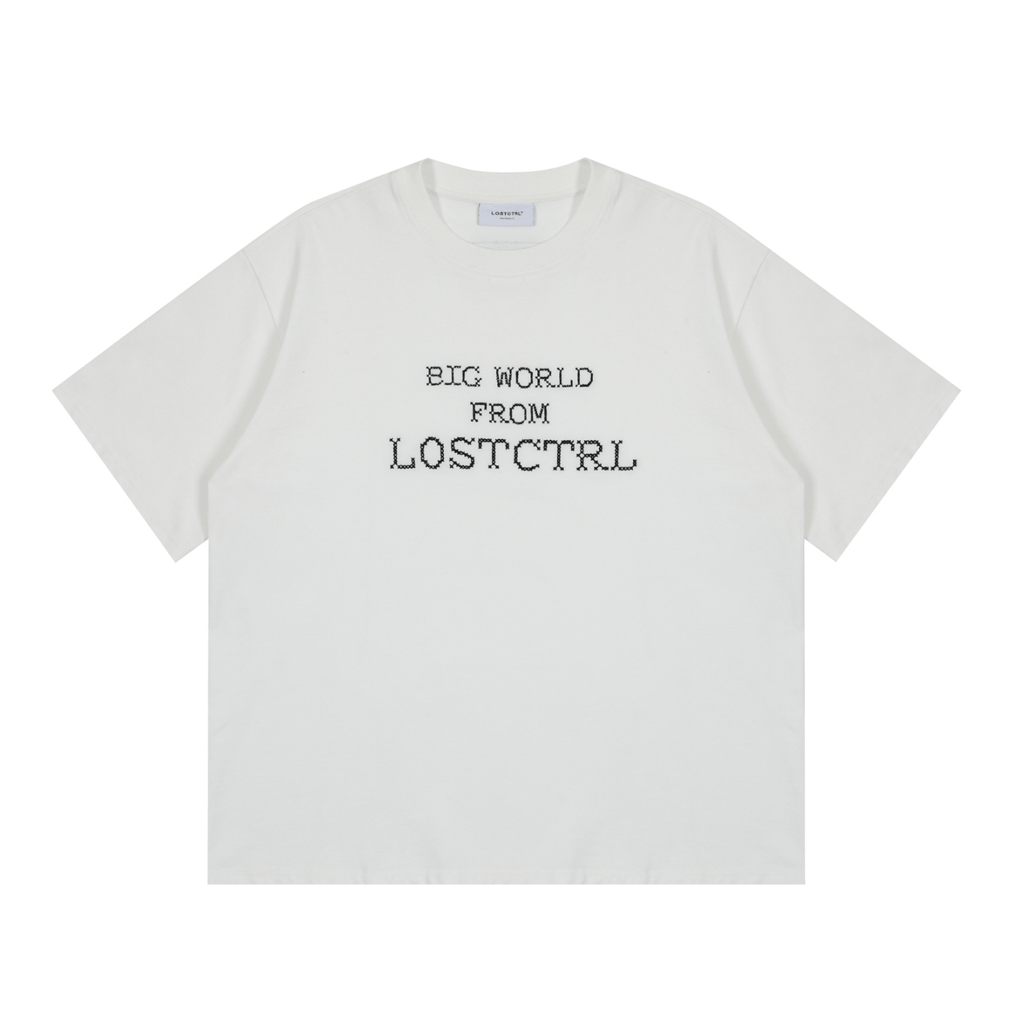 Oversized Cross - Stitch Lettering Tee - COPPING THREADS - LOSTCTRL