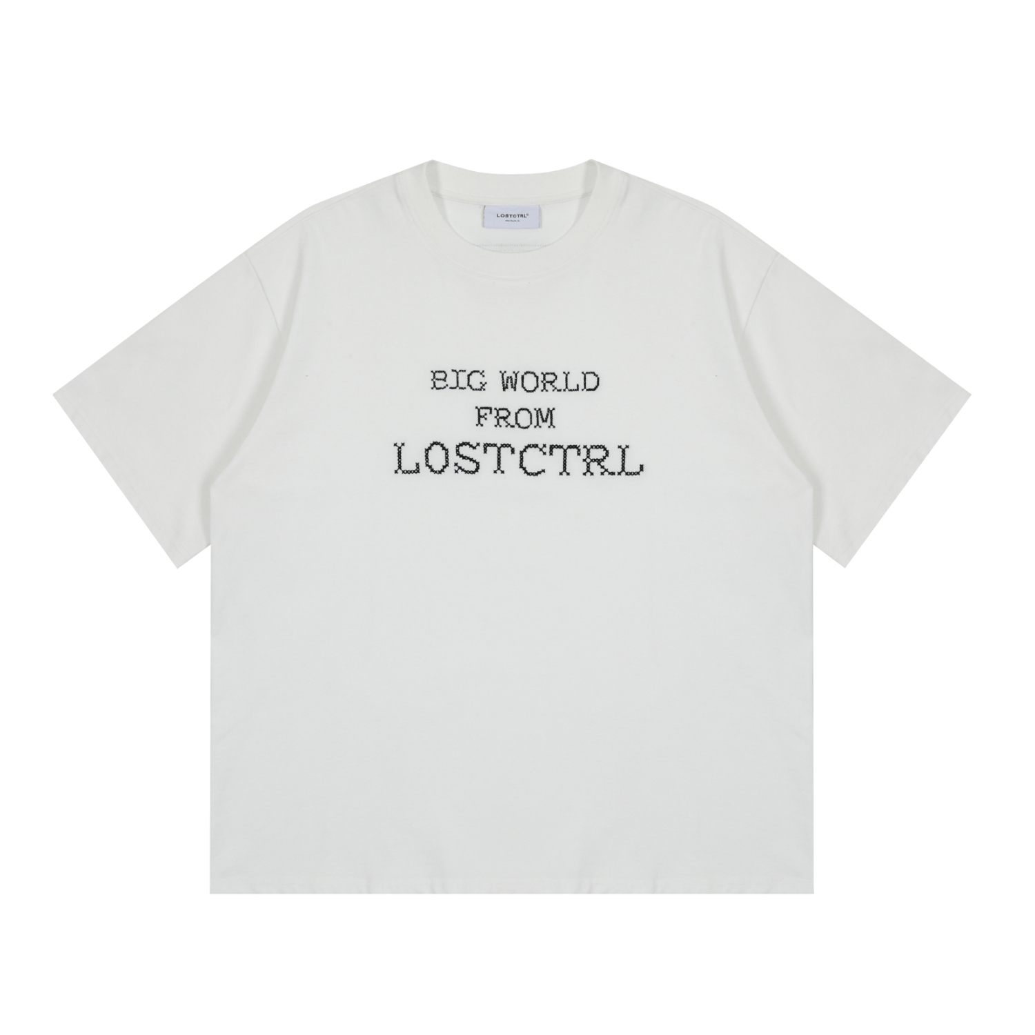 Oversized Cross - Stitch Lettering Tee - COPPING THREADS - LOSTCTRL