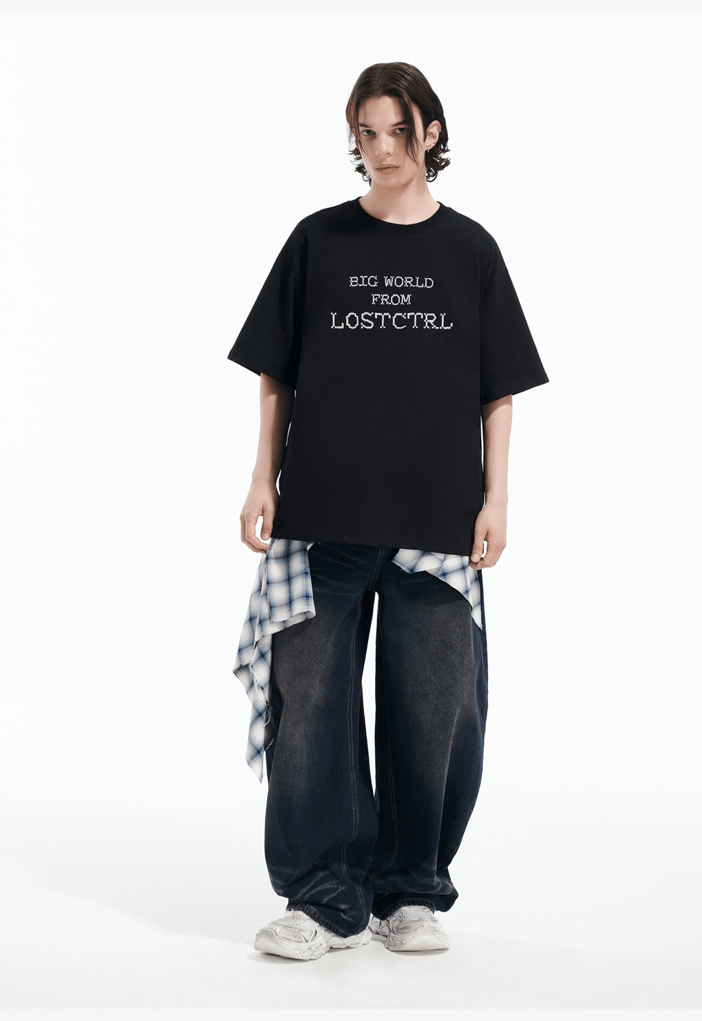 Oversized Cross - Stitch Lettering Tee - COPPING THREADS - LOSTCTRL