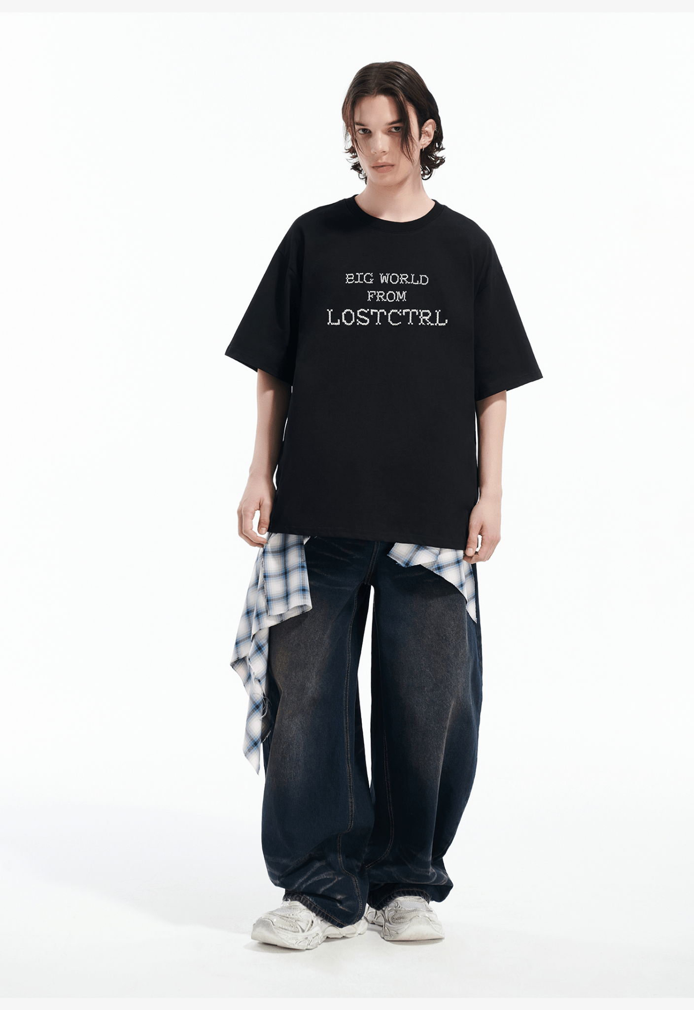 Oversized Cross - Stitch Lettering Tee - COPPING THREADS - LOSTCTRL