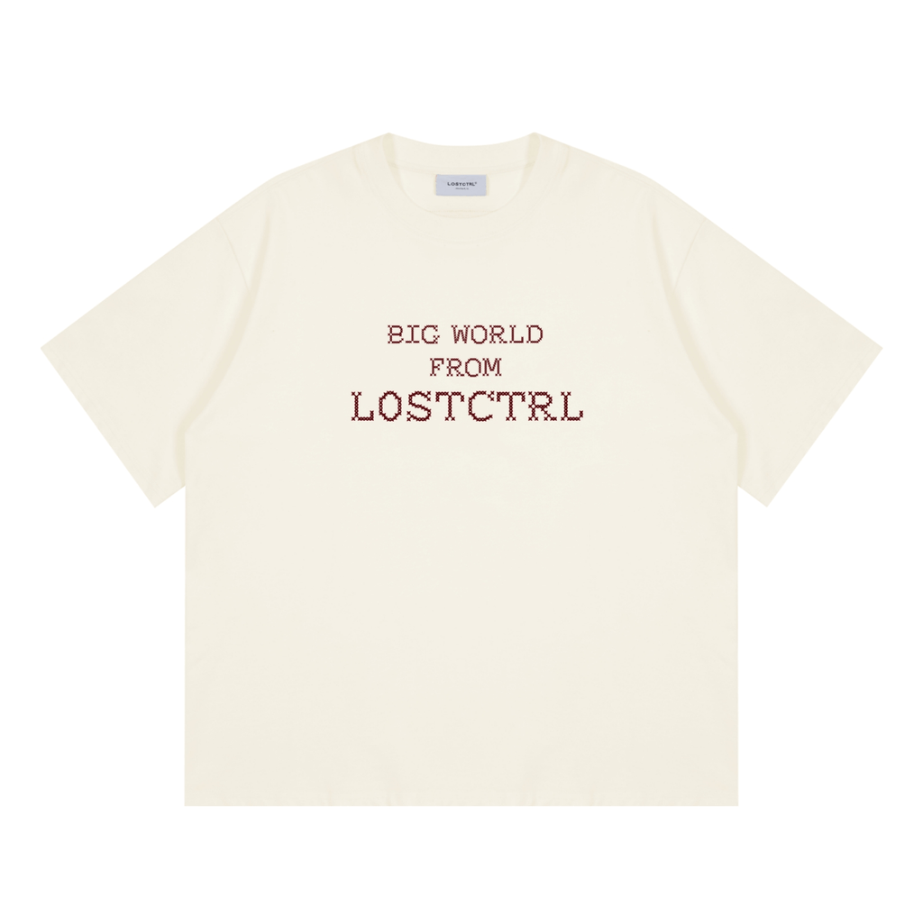 Oversized Cross - Stitch Lettering Tee - COPPING THREADS - LOSTCTRL