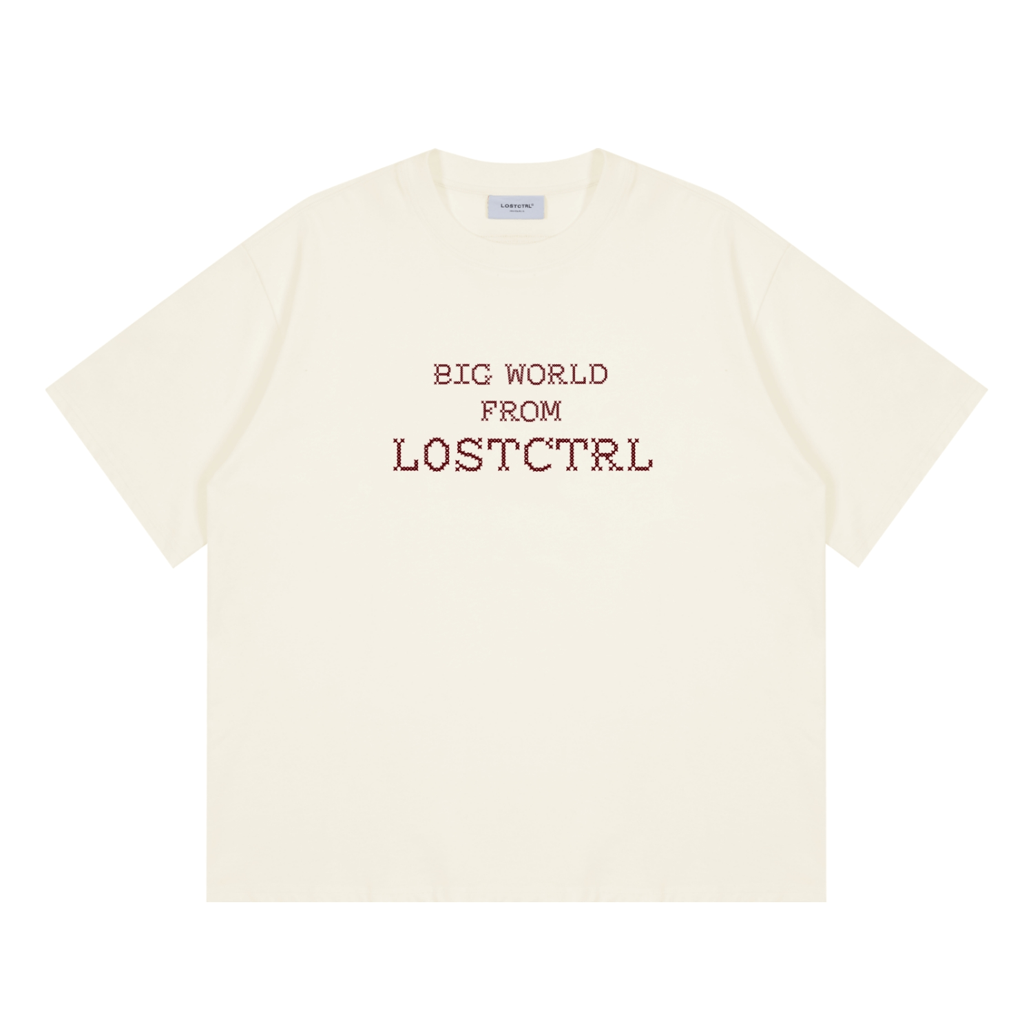 Oversized Cross - Stitch Lettering Tee - COPPING THREADS - LOSTCTRL