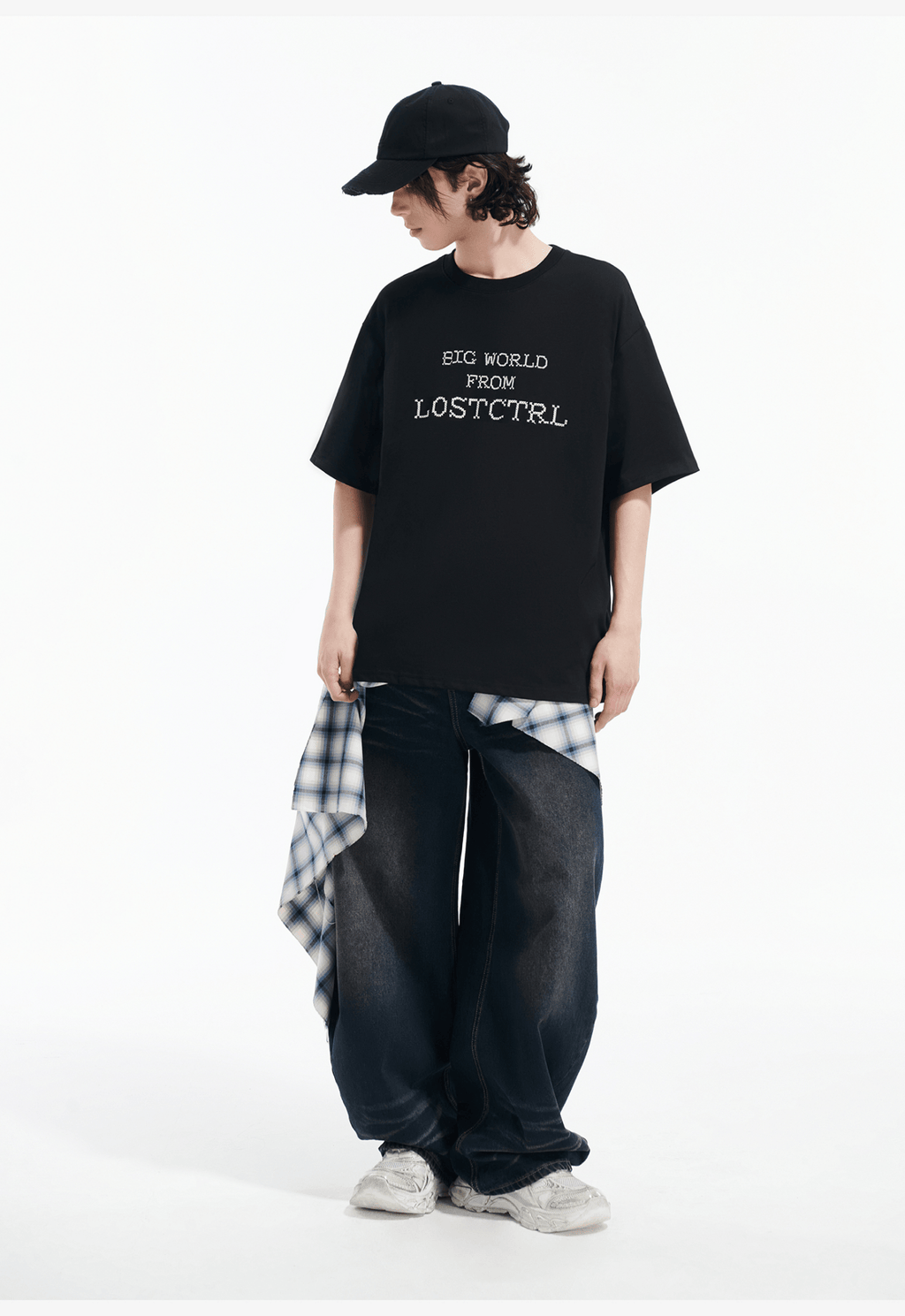 Oversized Cross - Stitch Lettering Tee - COPPING THREADS - LOSTCTRL