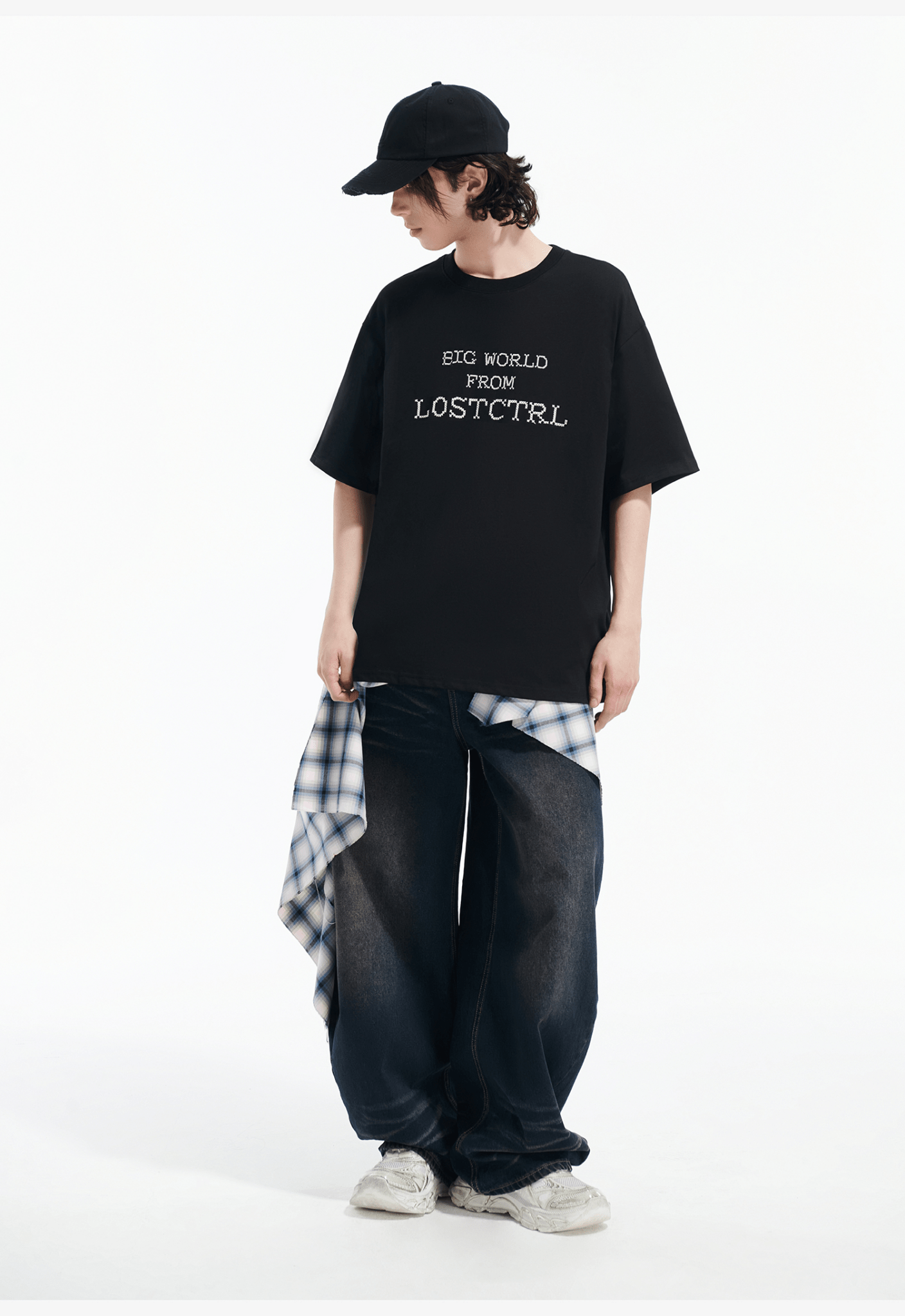 Oversized Cross - Stitch Lettering Tee - COPPING THREADS - LOSTCTRL