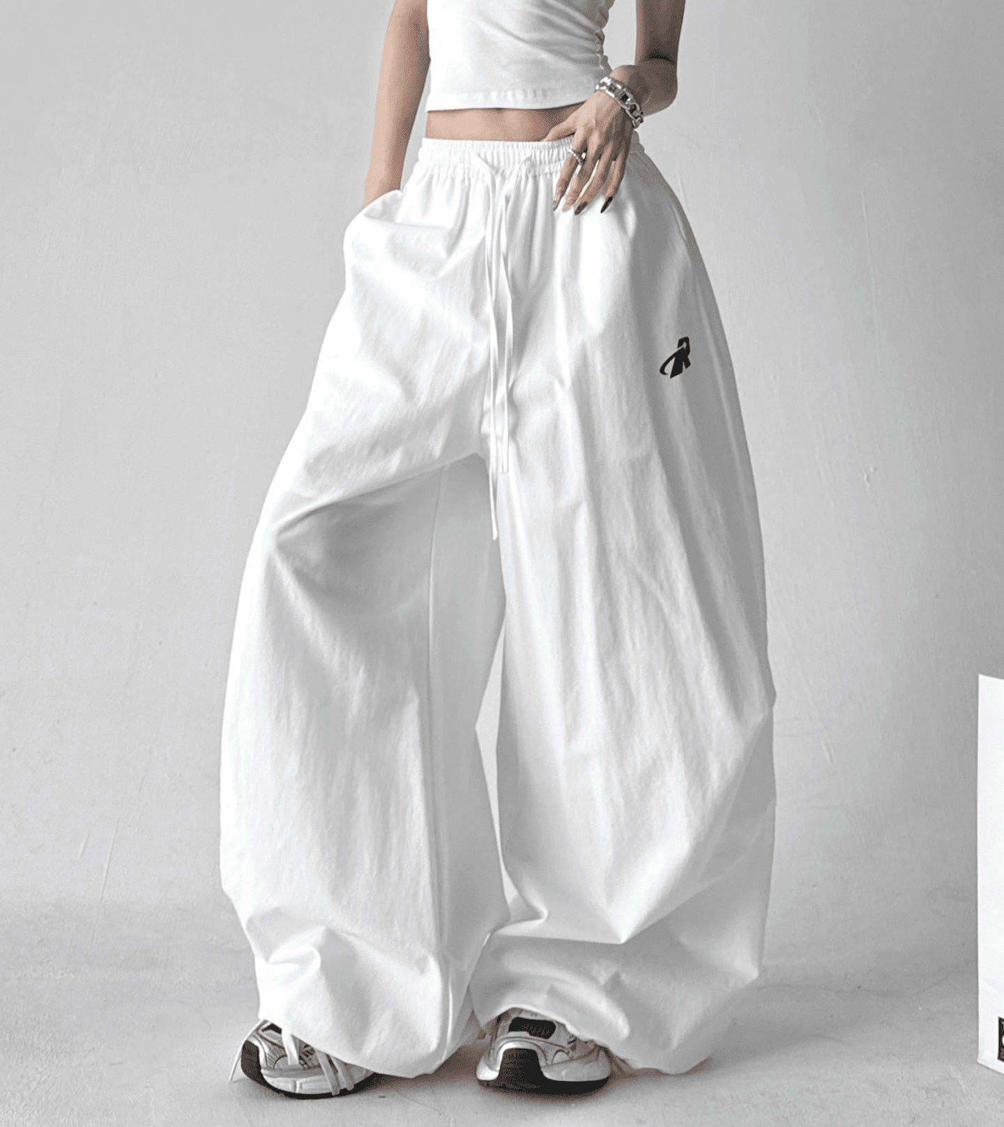 Oversized Drawstring Wrinkled Parachute Pants - COPPING THREADS - CT Select
