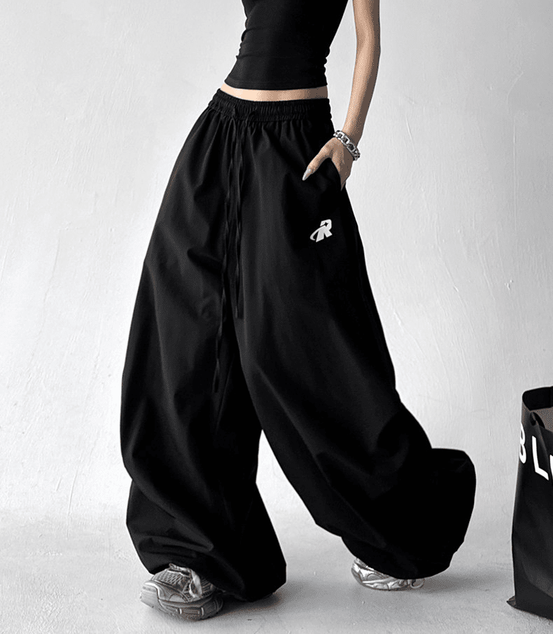 Oversized Drawstring Wrinkled Parachute Pants - COPPING THREADS - CT Select