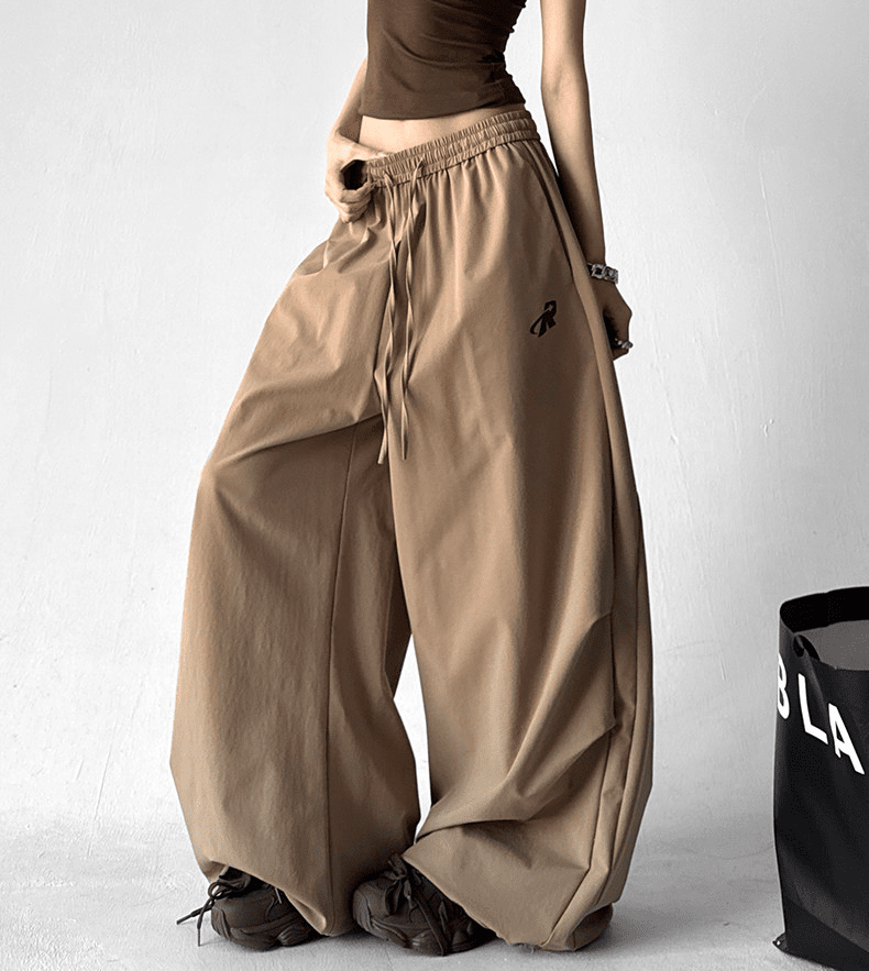 Oversized Drawstring Wrinkled Parachute Pants - COPPING THREADS - CT Select