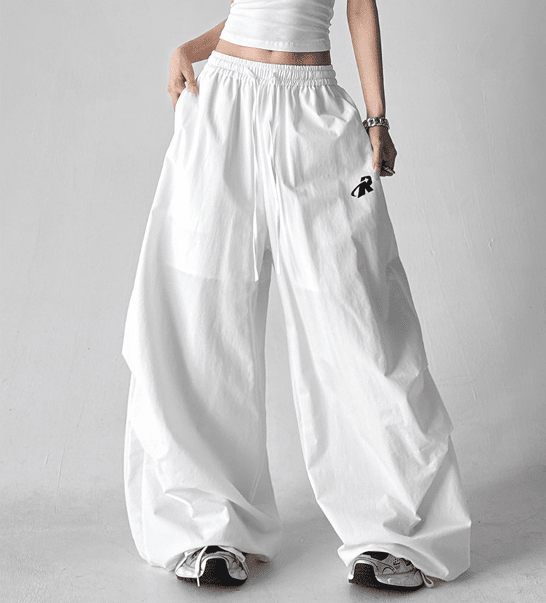Oversized Drawstring Wrinkled Parachute Pants - COPPING THREADS - CT Select