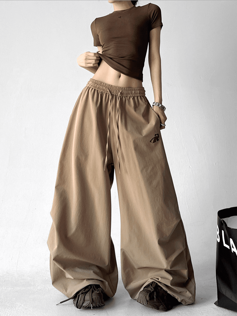 Oversized Drawstring Wrinkled Parachute Pants - COPPING THREADS - CT Select