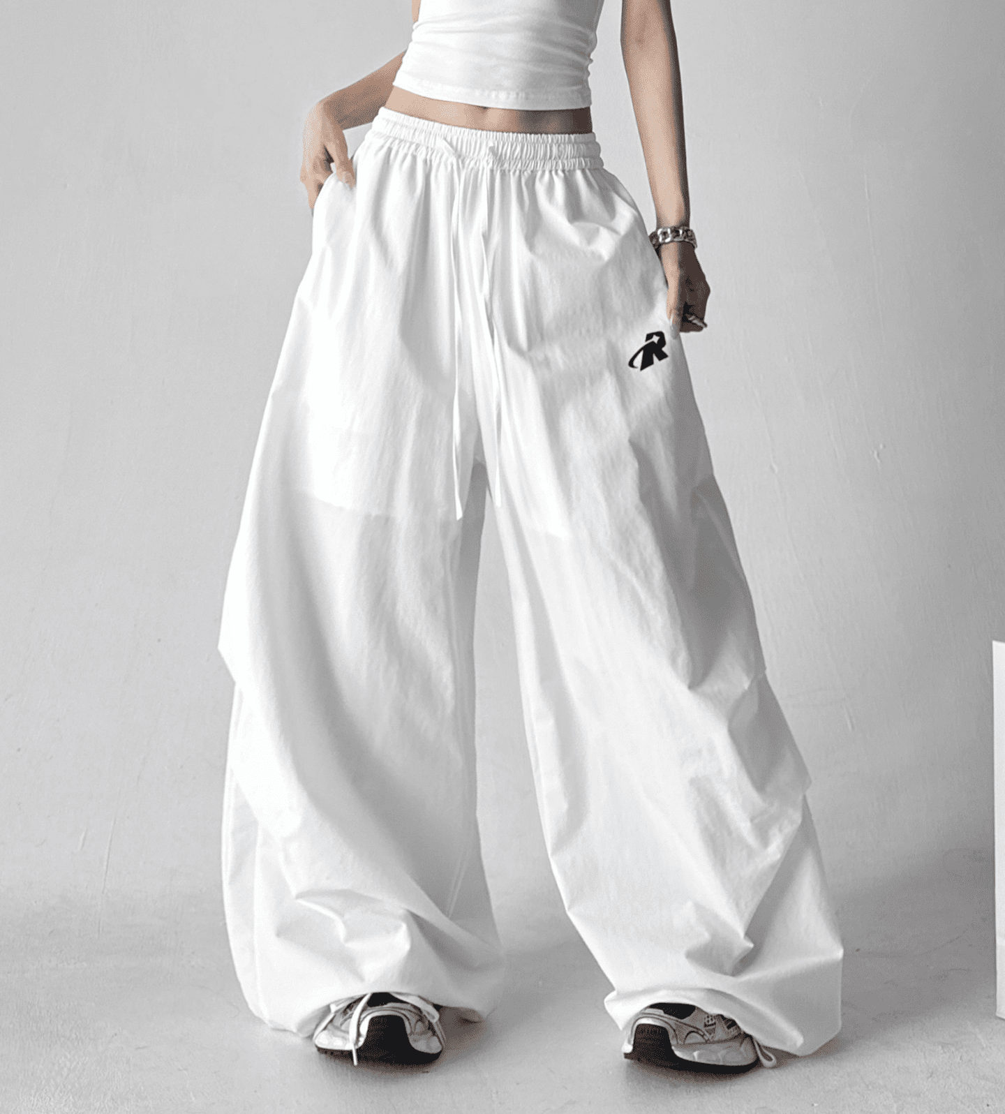 Oversized Drawstring Wrinkled Parachute Pants - COPPING THREADS - CT Select