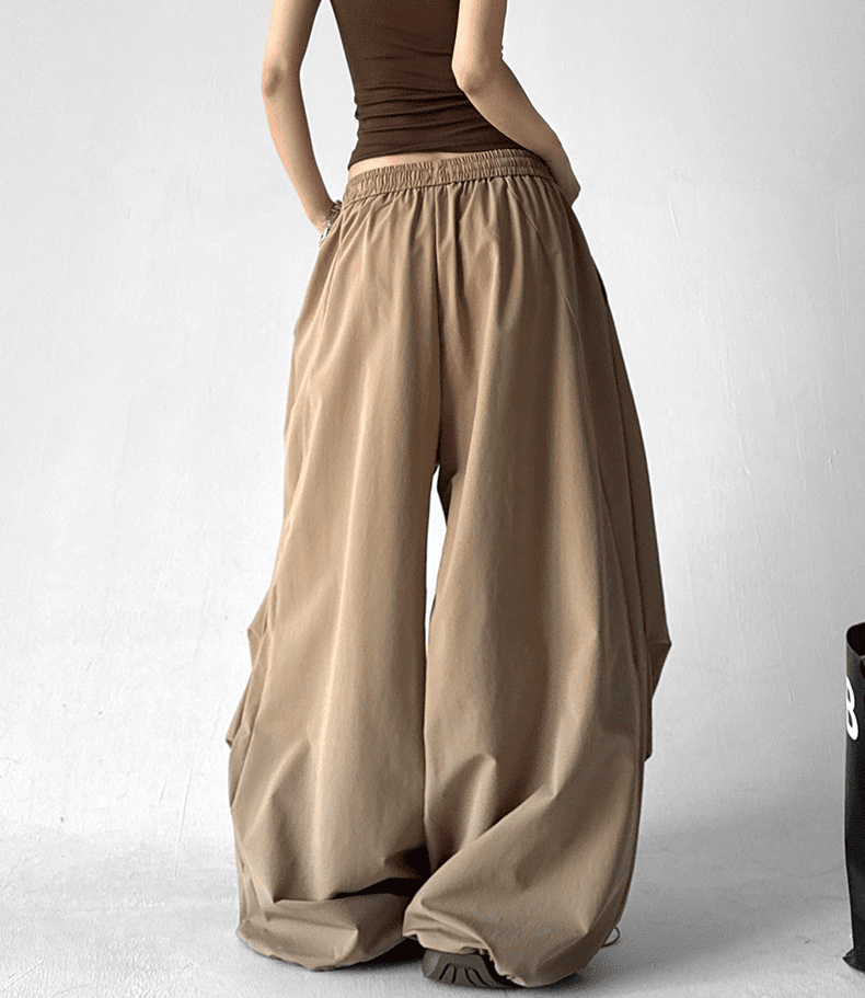 Oversized Drawstring Wrinkled Parachute Pants - COPPING THREADS - CT Select
