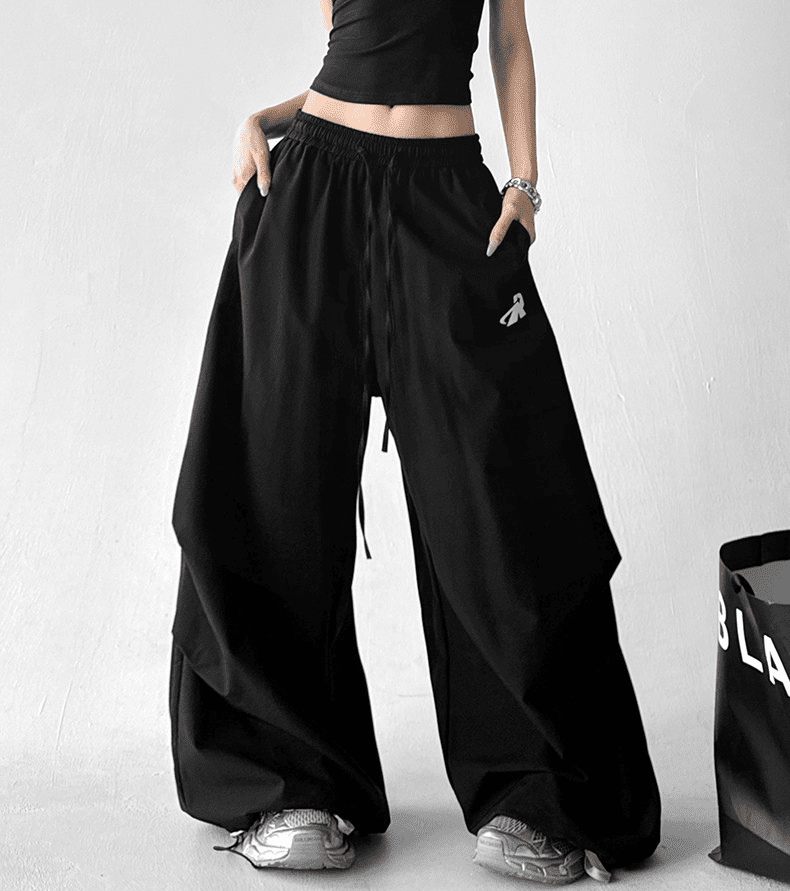 Oversized Drawstring Wrinkled Parachute Pants - COPPING THREADS - CT Select