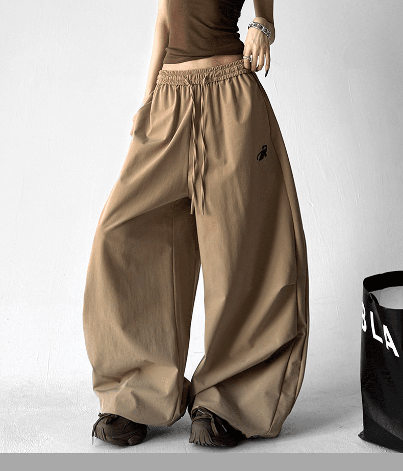 Oversized Drawstring Wrinkled Parachute Pants - COPPING THREADS - CT Select