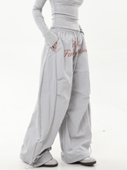 Oversized Embroidered Letters Parachute Pants - COPPING THREADS - CT Select