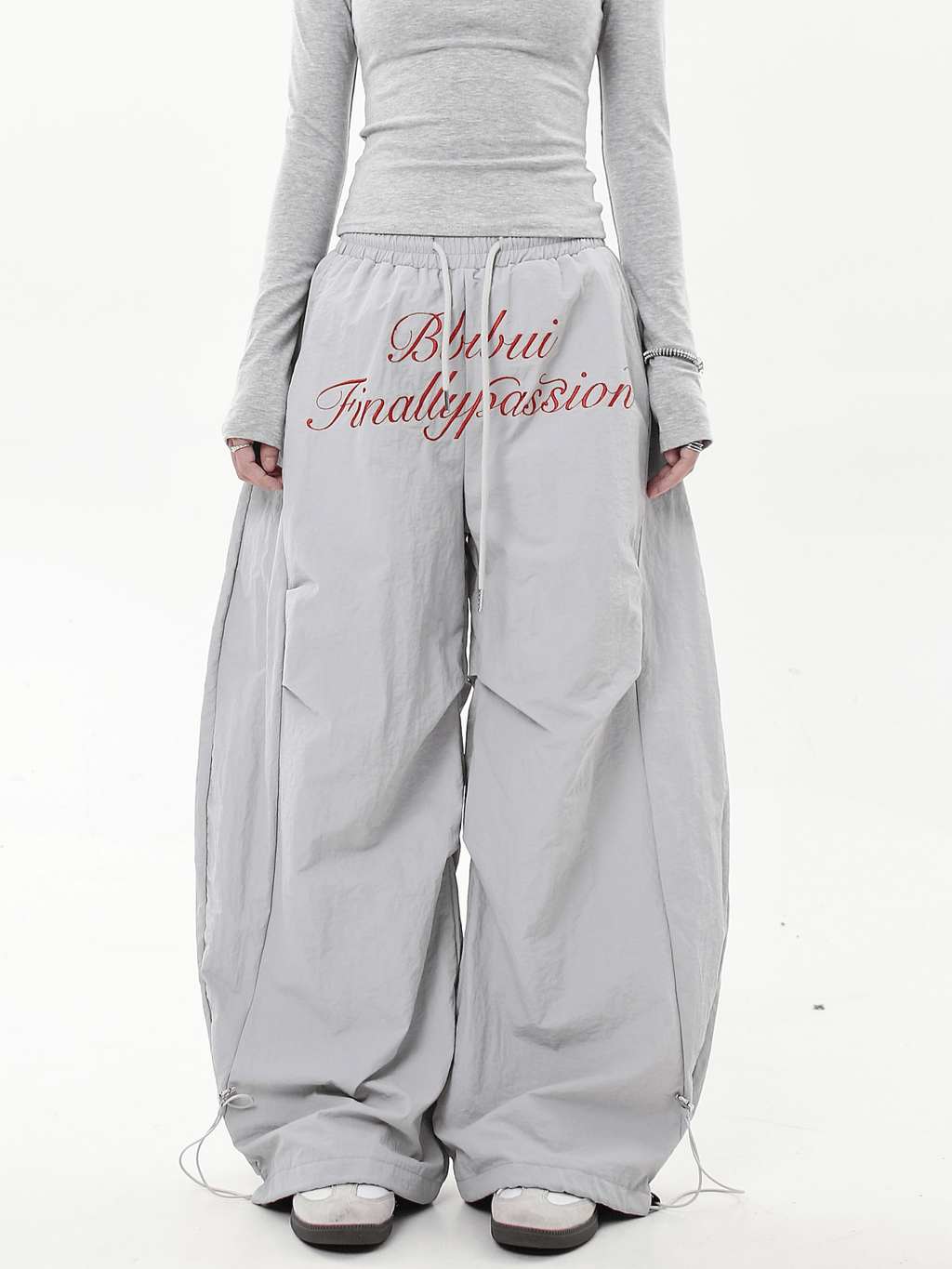 Oversized Embroidered Letters Parachute Pants - COPPING THREADS - CT Select