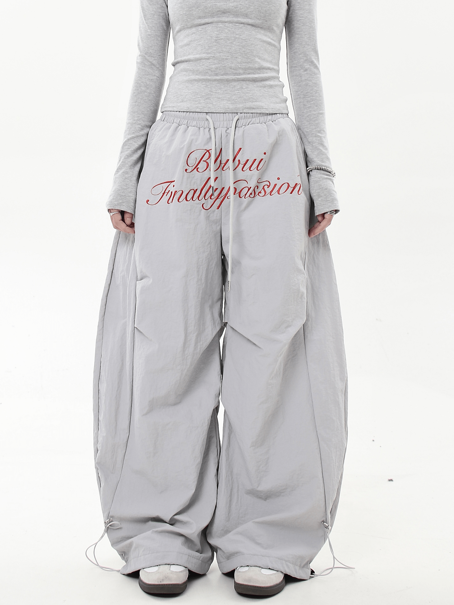 Oversized Embroidered Letters Parachute Pants - COPPING THREADS - CT Select